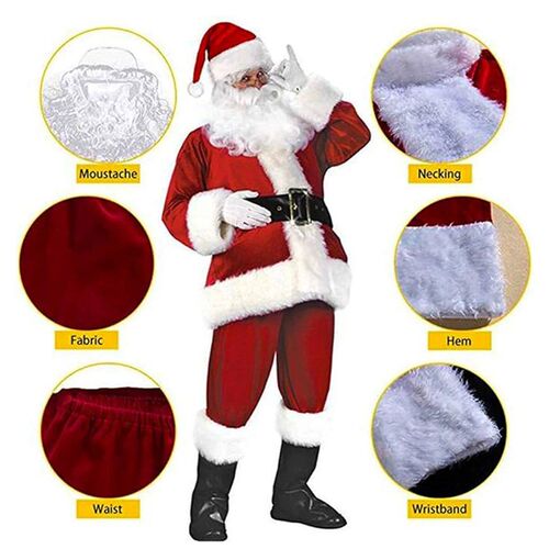 Santa Claus Costume Christmas Complete Dress-Up Outfit For A