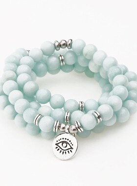 -Fashion New Tianhe Stone Brlet 108 Beads Yoga Lotus Eye Pen