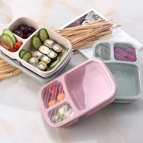 Wheat Straw Lunch Box Portable Bento Box With Compartment Pi