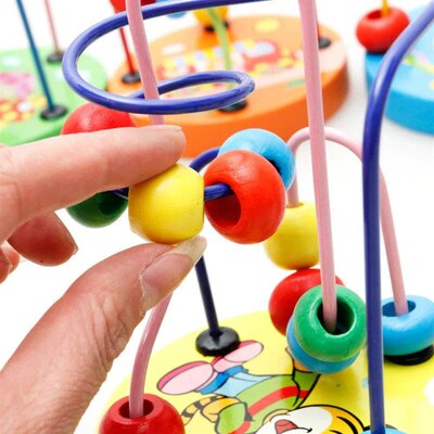 Cartoon Wooden Small Beads for Children Lion Winding Bead Ea