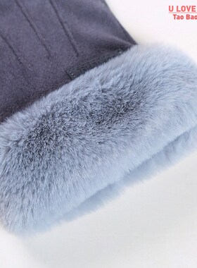 Women Winter Gloves Warm Screen Womens Fur Gloves Full Fing