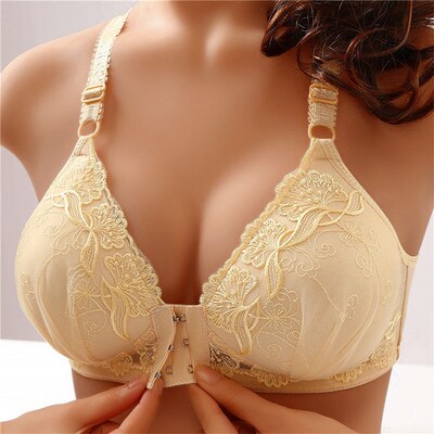 Plus Size Front Closure Bra Thin No Steel Ring Comfortable B