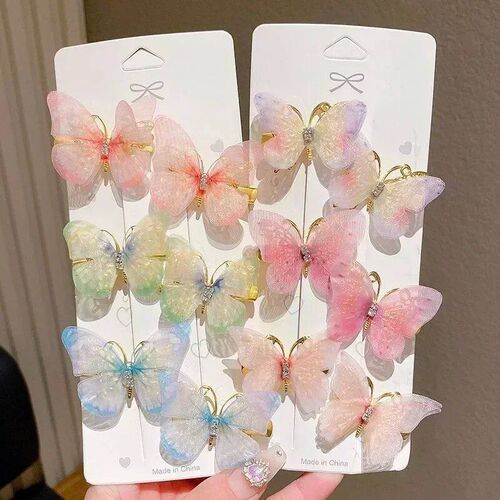 2/6Pcs Colorful Butterfly Hairpins Girl Hair Clips Barrettes