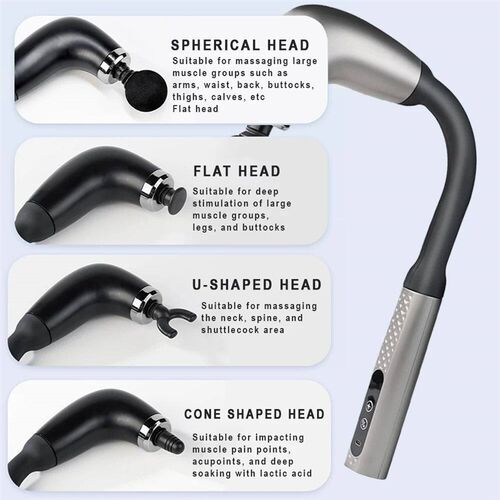 Fascia Gun with Extended Handle and Elbow for Self-assist Ma
