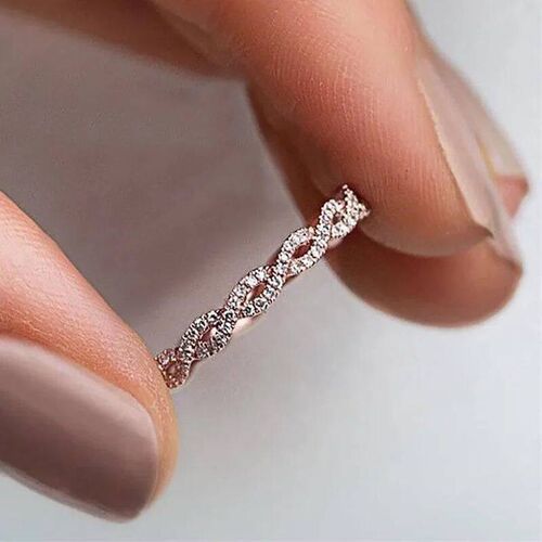 Huitan 2024 New rend Thin Rings for Women Silver Color/Rose
