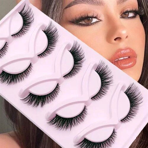 5 Pairs Fox Eye Lashes Winged End Eye Elongated Eyelashes Cl