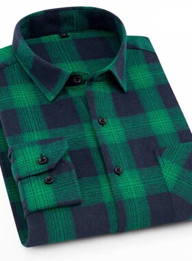 Men Flannel Plaid Cotton Shirt Chest Pocket Smart Casual Cla