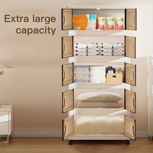 48cm Wide Foldable Storage Cabinet with Rolling Wheels,3-6 T