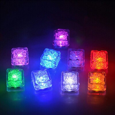 1pc led glowing ice cube led liquid sensor cubes shape light