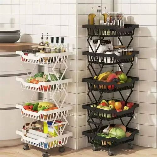 Movable Fruit Basket Floor-Mounted Kitchen Multi-Layer Shelf