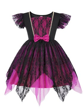 2024 Lace Halloween Costume Kids Girls Cosplay Witch Vampire