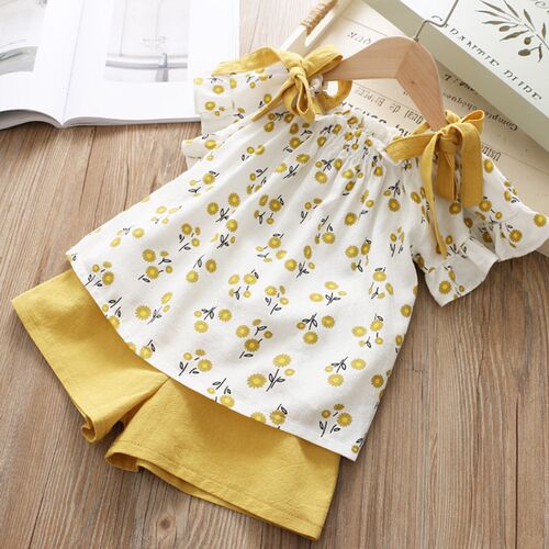 Casual Girls Clothing Sets Summer Kids Clothing Sets Sleevel