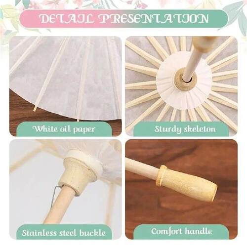 1Pcs Dia 60/84cm Paper Umbrella Long-handle DIY Handmade