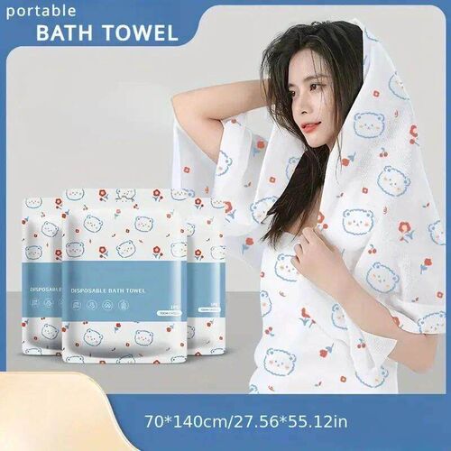 1pcs Cute Cartoon Disposable Bath Towel For For Camping, Gym