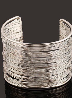 Simple Design Multilayer Metal Wires Strings Open Bangle Wid