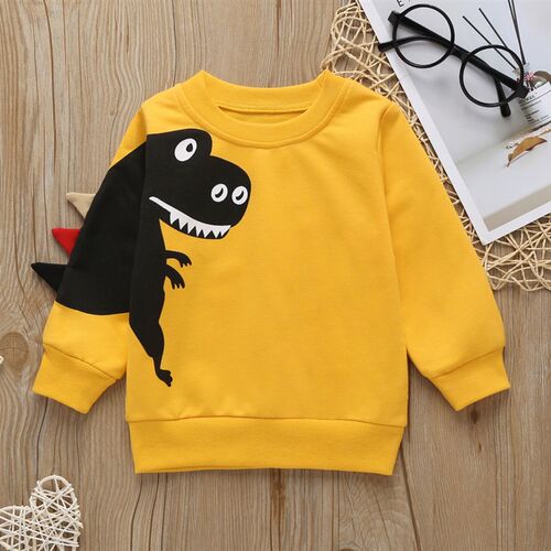 Newest Fashion Warm Casual Long Sleeve O-Neck Cartoon Dinosa