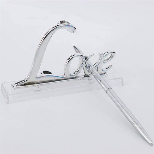 Wedding Reception Party Silver Guest Book Signing Pen w/ Lov