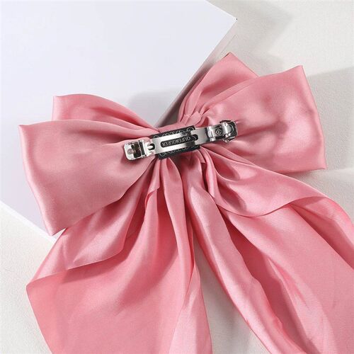 Elegant Bow Ribbon Hair Clip for Women Fashion Solid Satin S
