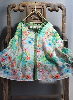 Women Ramie Patchwork Loose Shirts Ladies Ramie Blouse Tops