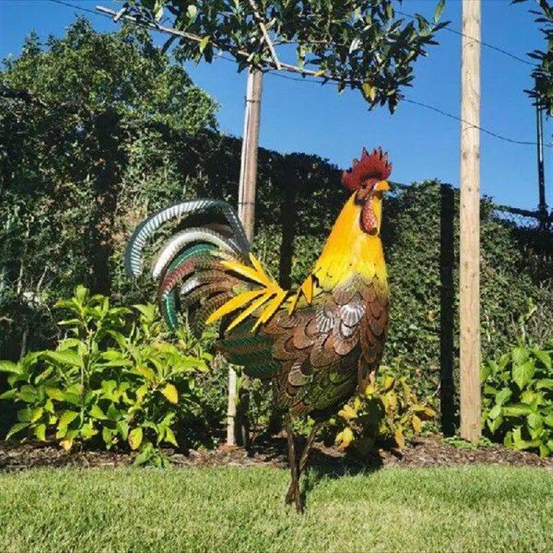 Metal Garden Sculpture Iron Rooster Statue Garden图片