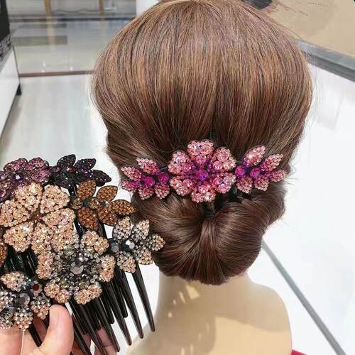 Vintage Flower Crystal Hairclips Fashion Hair Maker Bun Hair