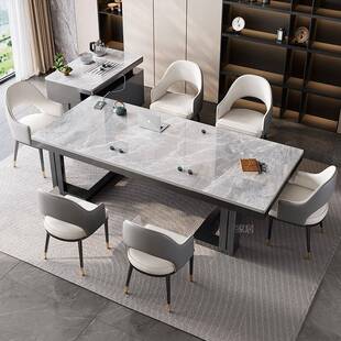 岩轻简约板岛台餐桌茶桌奢椅组合感办公壶室家用烧水一KRD体茶台