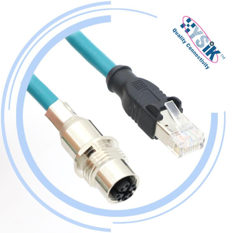Molex(Brad) M12 X型连接线 8芯 母头防水连接器千兆以太网航空插