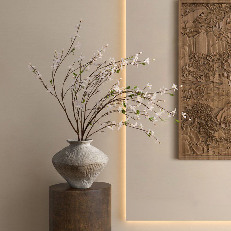 海虹雅林高端仿真花假花桌面绿植花艺摆设高级感永生花梨枝摆件