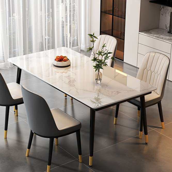 岩板餐桌家用轻奢现代简约小户型饭桌客厅长方形大理石餐桌椅组合