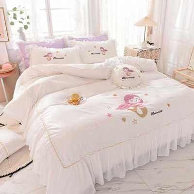 （总）花香四季家纺 2025新款13376纯棉贴布刺绣雪纺纱四件套-人