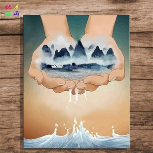 diy数字油画红船征途 泸定桥山河长征祖国主题手工填色丙烯装饰画