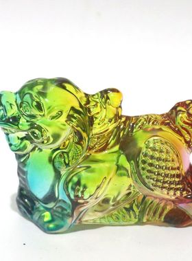 黄水晶麒麟摆件七彩麒麟家居客厅办公室装饰品瑞兽吉祥物乔迁开业