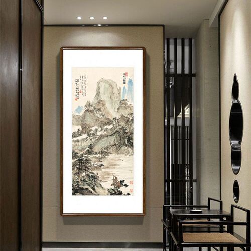 傅抱石山水画万松山馆图客厅装饰画书房茶室玄关壁画走廊过道挂画
