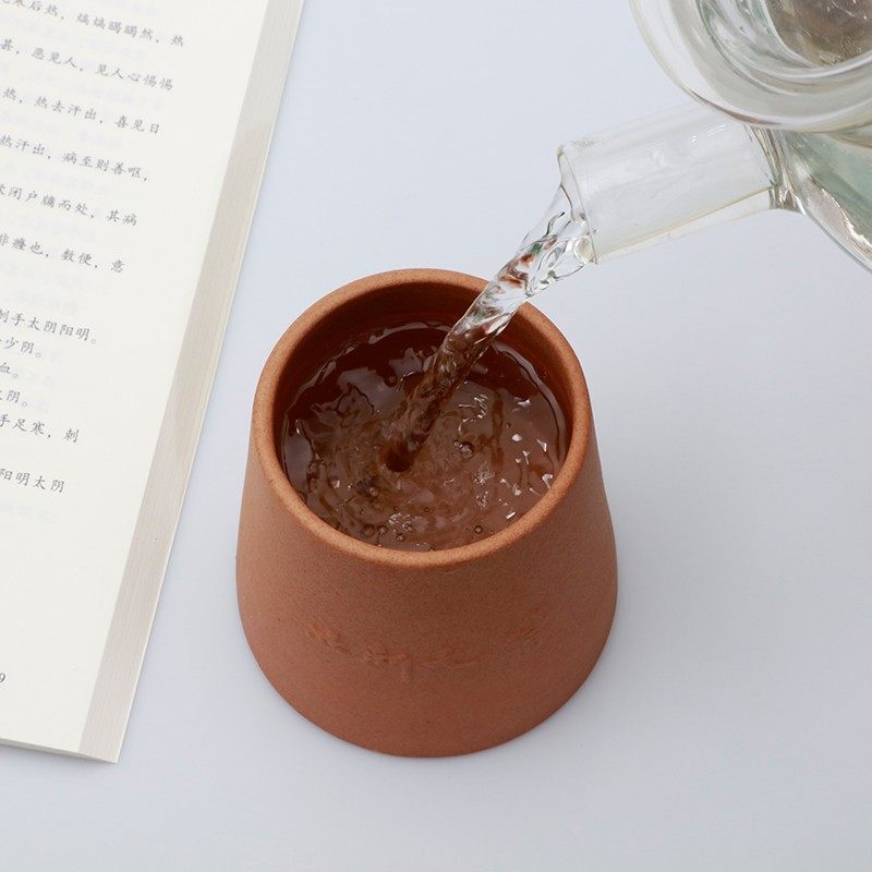 立新七灸浮雕版水盅 保健养生陶瓷水杯 茶杯办公 家用喝水杯