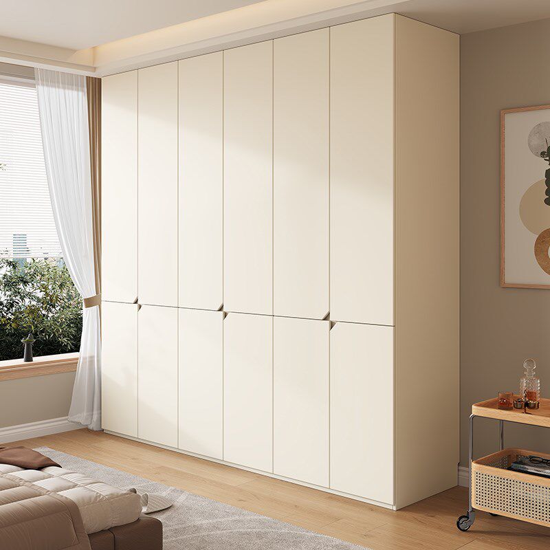 定制实木分段式衣柜新款爆款卧室家用奶油风蝴蝶结拉手六门大衣橱