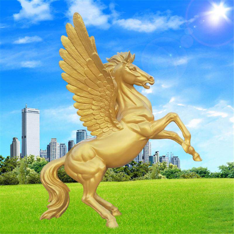 仿铜玻璃钢仿真飞马雕塑户外古铜翅膀天马模型广场马雕塑铜马