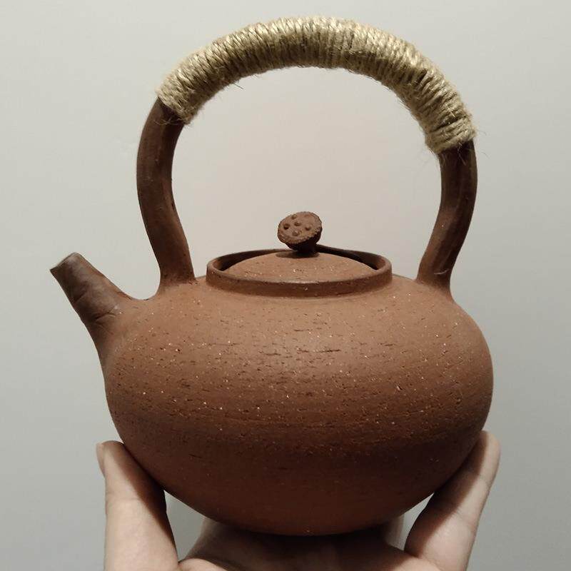 手工簿胎河沙砂铫煮水壶手拉簿锅仔潮汕工夫茶中式侧把壶提梁壶