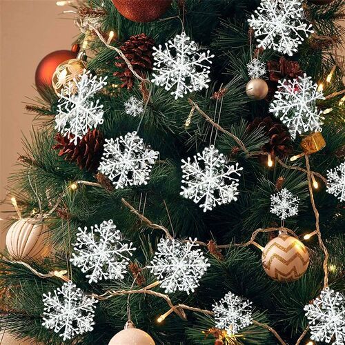 30Pcs Large Christmas Tree Snowflakes Ornaments Xmas Tree Ha