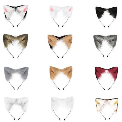 pc Cat Ears Hairband Headdress Simulation Fox Plush