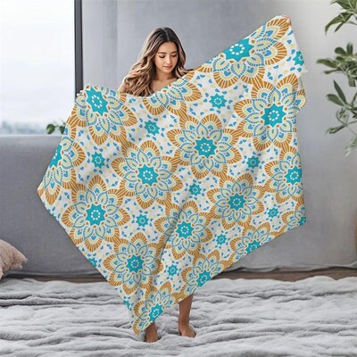 Turkish Style Floral Cotton Throw Blanket Sofa Bed Decorativ