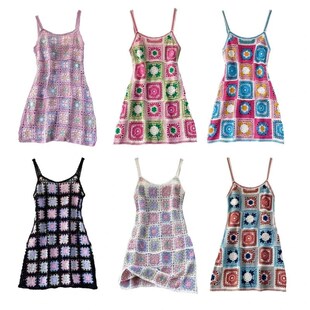 Crochet Spaghetti Strap Women Cami Beach Midi Dress Vacation