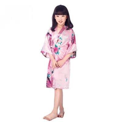 Wholesale Childs Satin Kimono Robes for Girls Kids Floral S
