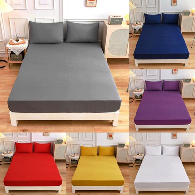 Solid lor Single Bed ver Pillowcase Bedding Matress Protecto