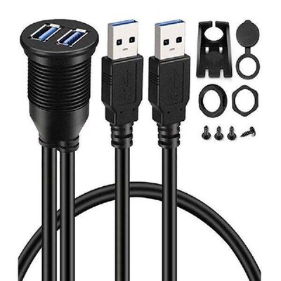 Dual USB 3.0 Male To USB 3.0 Female Extension Cable with