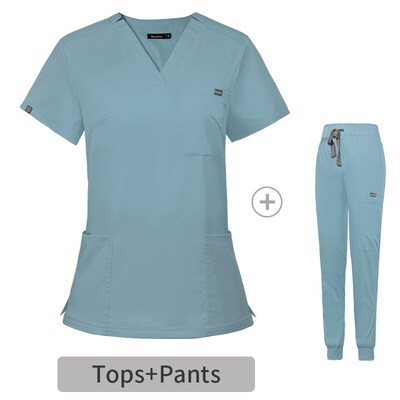 Elastic Surgical Scrubs VNeck Short Sleeve Hospital Nurse Un