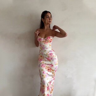 Printed Fashionable Sexy Backless Dress Summer Strappy 2025