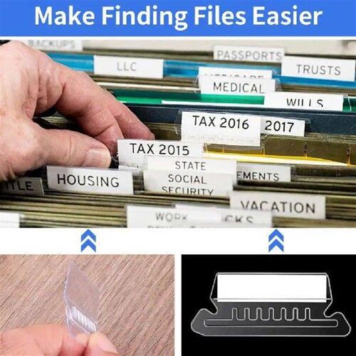 120Pcs Label Holder Letter Size Folders Wide-Angle Design