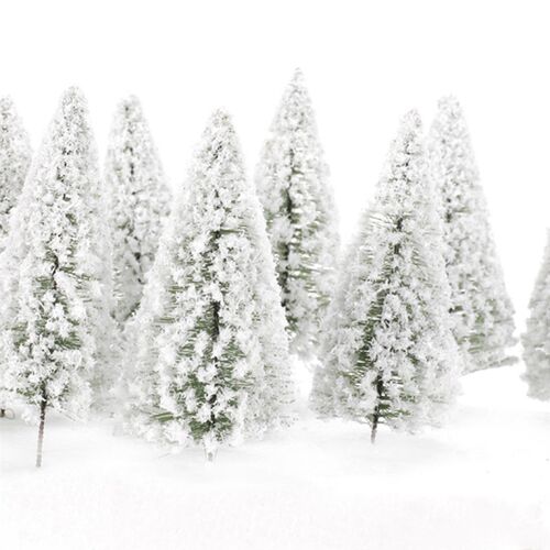 10pcs Model Pine rees Miniature White Snow rees Winter Fores