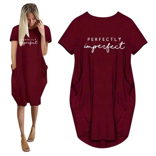 Womens Loose  Short Sleeved Summer Plus Size Dress Pocket