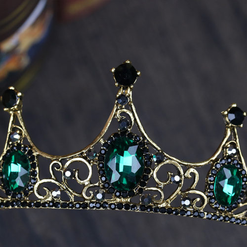 MVEXO Fashion Elegant Vintage Small Baroque Green Crystal Ti